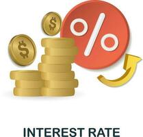 Interest Rate icon. 3d illustration from economic collection. Creative Interest Rate 3d icon for web design, templates, infographics and more vector