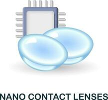 Nano Contact Lenses icon. 3d illustration from future technology collection. Creative Nano Contact Lenses 3d icon for web design, templates, infographics and more vector