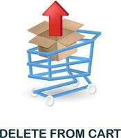 Delete From Cart icon. 3d illustration from online store collection. Creative Delete From Cart 3d icon for web design, templates, infographics and more vector