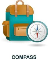 Compass icon. 3d illustration from outdoor recreation collection. Creative Compass 3d icon for web design, templates, infographics and more vector