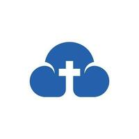 Cross church cloud modern simple logo vector