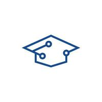 Education hat technology line simple logo vector