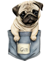 fofa pug dentro bolso aguarela ai generativo png