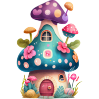 Cute Mushroom Houses Watercolor png