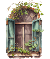 Blume Fenster Aquarell ai generativ png