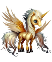 d'oro unicorno acquerello clipart ai generativo png