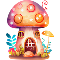 Mushroom Houses Watercolor Clipart png