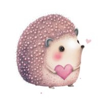 mignonne hérisson aquarelle Valentin ai génératif png