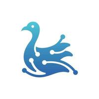 Swan animal technology modern logo design vector