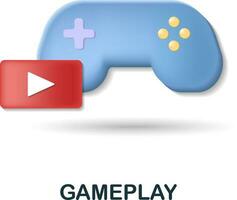 Gameplay icon. 3d illustration from blogger collection. Creative Gameplay 3d icon for web design, templates, infographics and more vector