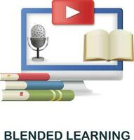 Blended Learning icon. 3d illustration from e-learning collection. Creative Blended Learning 3d icon for web design, templates, infographics and more vector