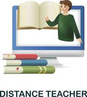 Distance Teacher icon. 3d illustration from e-learning collection. Creative Distance Teacher 3d icon for web design, templates, infographics and more vector