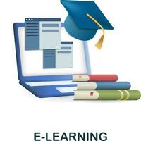 e-learning icono. 3d ilustración desde e-learning recopilación. creativo e-learning 3d icono para web diseño, plantillas, infografia y más vector