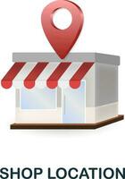 Shop Location icon. 3d illustration from online store collection. Creative Shop Location 3d icon for web design, templates, infographics and more vector