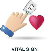 Vital Sign icon. 3d illustration from health check collection. Creative Vital Sign 3d icon for web design, templates, infographics and more vector