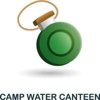 Camp Water Canteen icon. 3d illustration from outdoor recreation collection. Creative Camp Water Canteen 3d icon for web design, templates, infographics and more vector