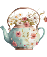 Daisy Teapot Watercolor png