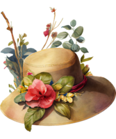 floral jardin chapeau aquarelle ai génératif png