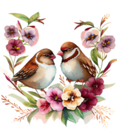 moineau oiseau couple clipart ai génératif png