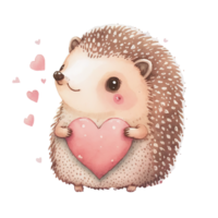 süß Igel Aquarell Valentinstag ai generativ png