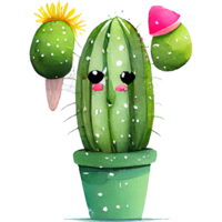 mignonne cactus aquarelle clipart ai génératif png