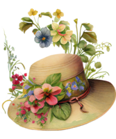 floral jardin chapeau aquarelle ai génératif png