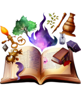 Magia libro acquerello clipart ai generativo png