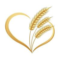Abstract icon of ears of wheat with a heart. Logo, icon, decor element, vector