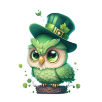 mignonne hibou st patricks journée ai génératif png