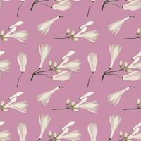 Seamless pattern of delicate magnolia flowers on a pink background. Background, textile, print, vector