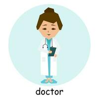 Woman doctor, character, avatar, portrait. Profession illustration in flat cartoon style, vector