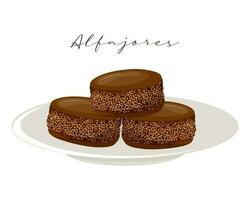 Biscuits in chocolate Alfajores, dessert, Latin American cuisine, Argentinean national cuisine. Food illustration, vector