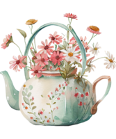 Daisy Teapot Watercolor png