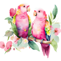 perroquet couple aquarelle clipart ai génératif png