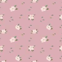 Seamless pattern of small delicate pink flowers on a pink background. Background, textile, print, vector