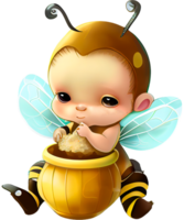 bebê fada abelha Garoto ai generativo png