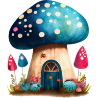 Mushroom Houses Watercolor Clipart png