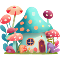 Mushroom Houses Watercolor Clipart png
