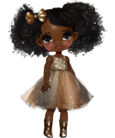 Little Black Girl Watercolor Clipart png