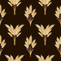 Seamless pattern, spikelets of wheat on a dark background. Background, print, textile, vector