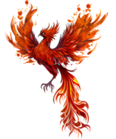 Fire Phoenix Watercolor Clipart ai generative png