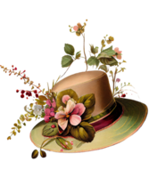 floral jardin chapeau aquarelle ai génératif png