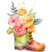 cuir fleur bottes aquarelle ai génératif png