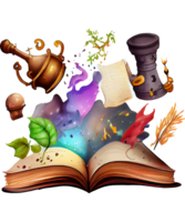 Magia livro aguarela clipart ai generativo png