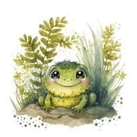 mignonne grenouille aquarelle ai génératif png