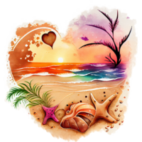 Beach Heart Watercolor png