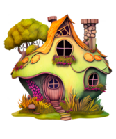 Fée maison aquarelle clipart ai génératif png