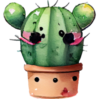 mignonne cactus aquarelle clipart ai génératif png