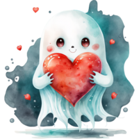 Valentine Ghost Watercolor png