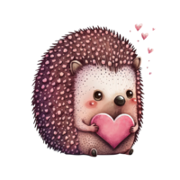 Cute Hedgehog Watercolor Valentine png